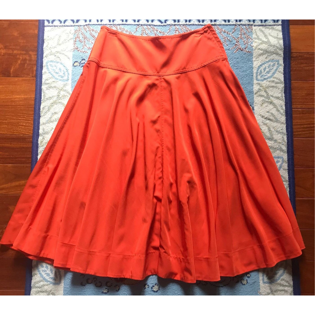 全新品，UNIQLO優衣酷，橘紅色圓裙，中長裙，棉裙