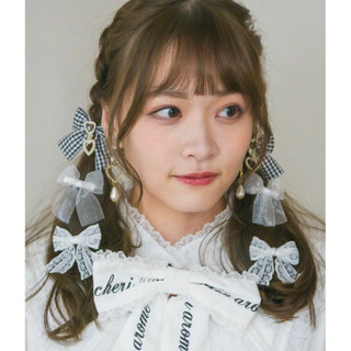 預購*地雷系量產型格子蕾絲網紗蝴蝶結髮夾 邊夾 日系 蘿莉塔 lolita 軟妹 可愛 少女 原宿風 甜美 髮飾 頭飾