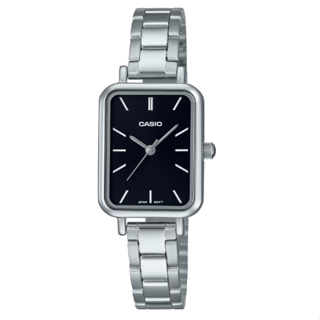 【天龜】CASIO 復古典雅簡約方形指針鋼帶腕錶-時尚黑 LTP-V009D-1E