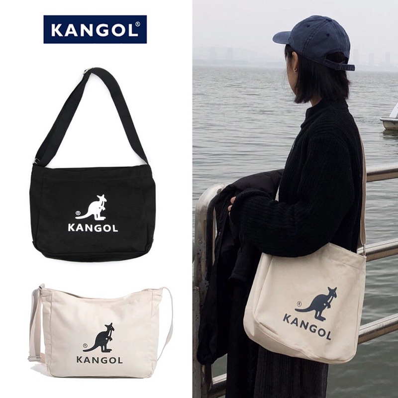 韓國 kangol 帆布包 袋鼠 帆布袋 單肩斜挎包 托特包 ins風 休閒 側肩包 女生包包