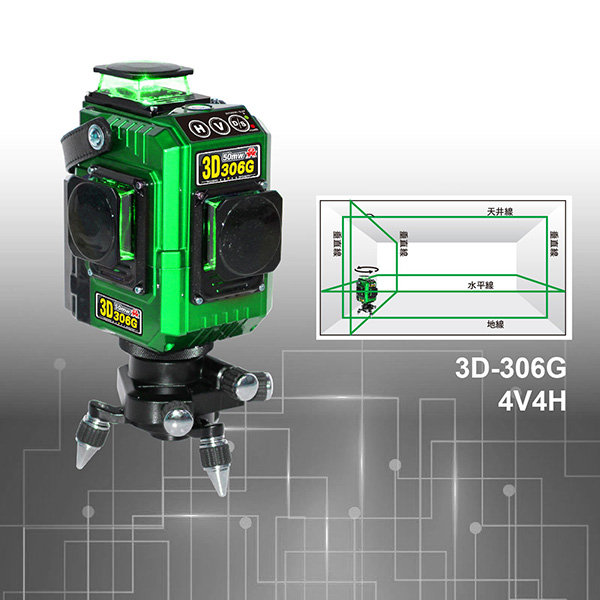 GPI 台灣製 3D-306G 綠光 貼牆儀  懸吊式 墨線雷射儀 雷射水平儀 模基機(含稅)