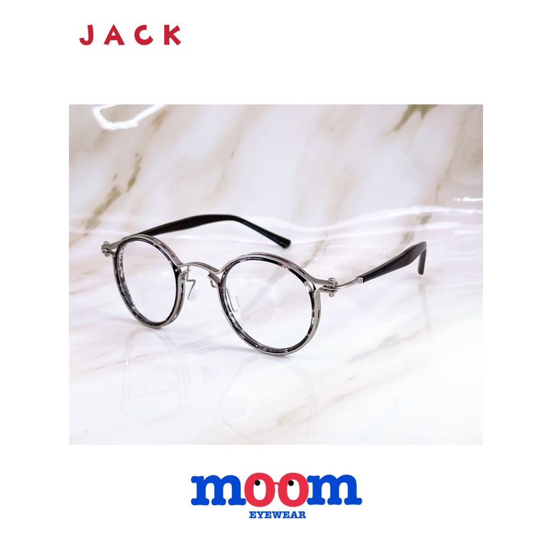 【本閣】moom JACK 設計師復古造型鈦合金眼鏡圓框 男女大理石色黑色銀色