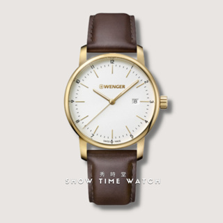 WENGER 瑞士威格 俐落美學紳士日期顯示腕錶-皮革/白面玫瑰金 01.1741.108 [ 秀時堂 ]