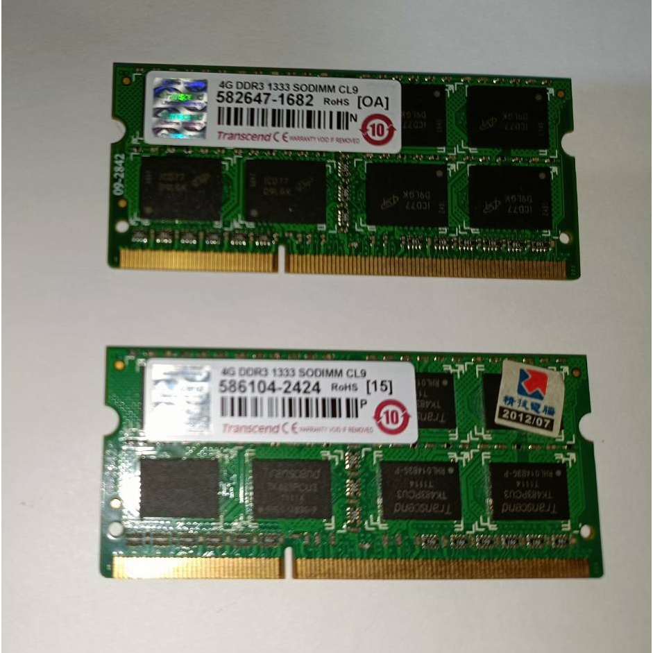 創見 DDR3 DDR3 1333  4G筆電記憶體 2支