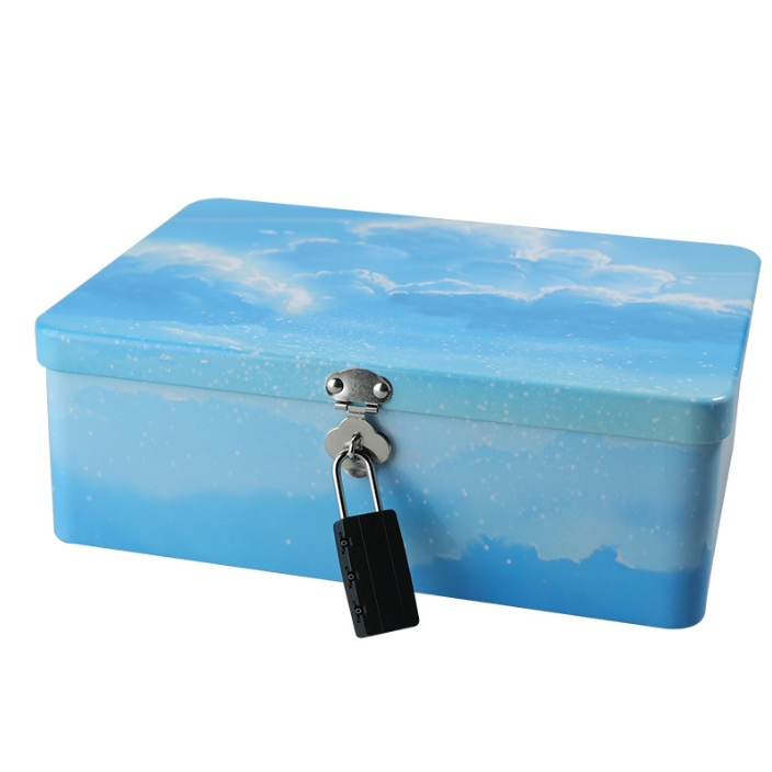 【台灣現貨】送鎖頭 儲物箱 小型保險箱 連體翻蓋 收納鐵盒密碼盒密碼箱長方形大翻蓋鐵盒收納盒情趣用品收納盒密碼鎖箱保險櫃