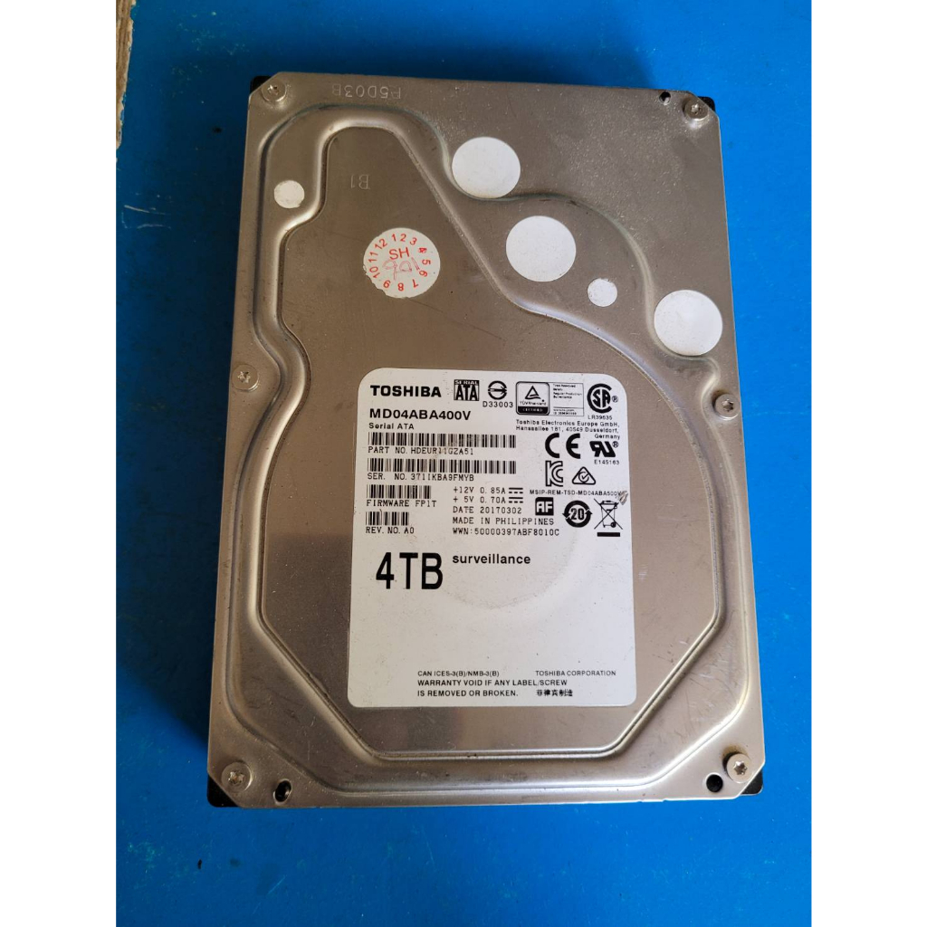 TOSHIBA 良品 4TB 硬碟 TOSHIBA 3.5吋 4TB SATA3 內接硬碟 MD04ACA400