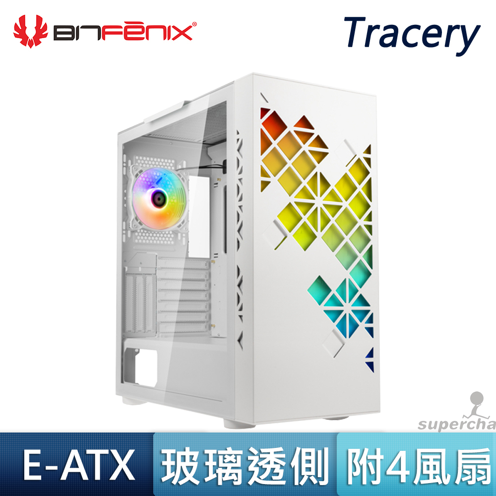 Bitfenix 火鳥 Tracery 白色 ARGB 360 Type-C 水冷 風扇 直立顯卡 E-ATX 電腦機殼