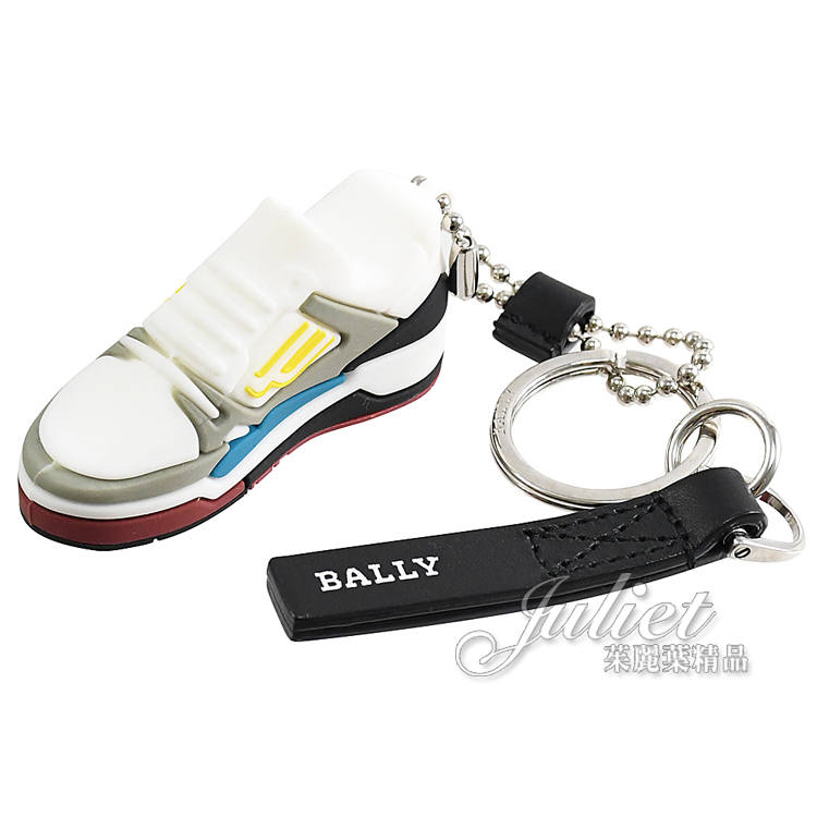 【茱麗葉精品】BALLY 6301276 BALLY CHAMPION球鞋造型鑰匙圈吊飾.白灰 現貨在台
