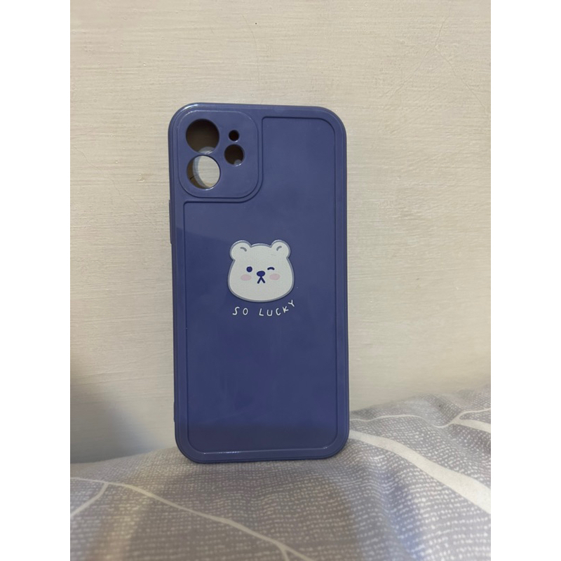 iphone12手機殼 紫色小熊