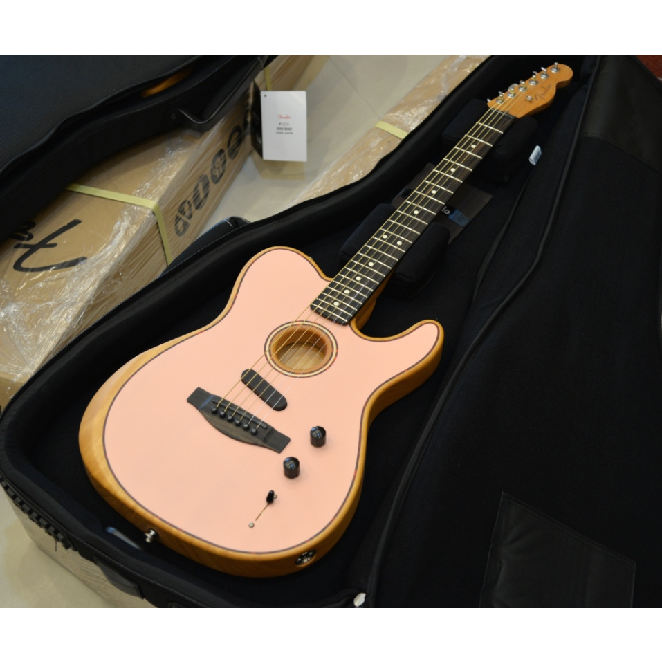 【欣和樂器】美廠Fender Acoustasonic Telecaster 電木吉他 粉紅