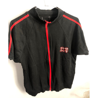 黑色紅條紋短袖運動外套上衣 $30元/件
