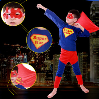 【現貨免運】兒童 角色扮演 服裝 cosplay 服裝動漫 兒童蝙蝠俠衣服套裝 小男孩超人蜘蛛俠連體緊身衣cos表演服