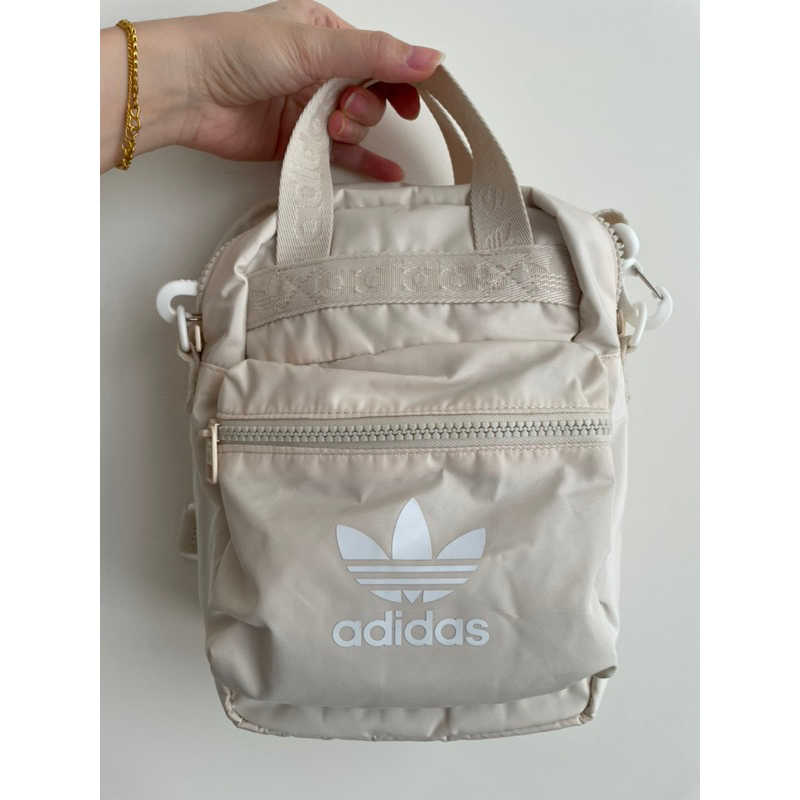 Adidas original三葉草micro backpack兩用小後背-白