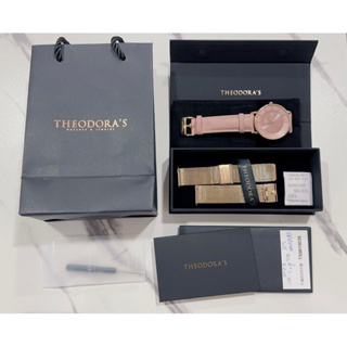 【Theodora's 希奧朵拉】Aurora 太陽能真皮腕錶-真皮珊瑚粉(二手9成9新)保固內