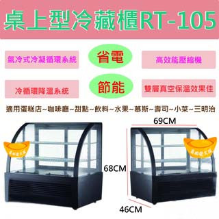 【高雄、臺南、屏東 市區免運】桌上型 蛋糕櫃 冷藏櫃 展示櫥.冷藏冰箱.飲料櫃 冷藏展示櫥 玻璃展示櫥RT-105