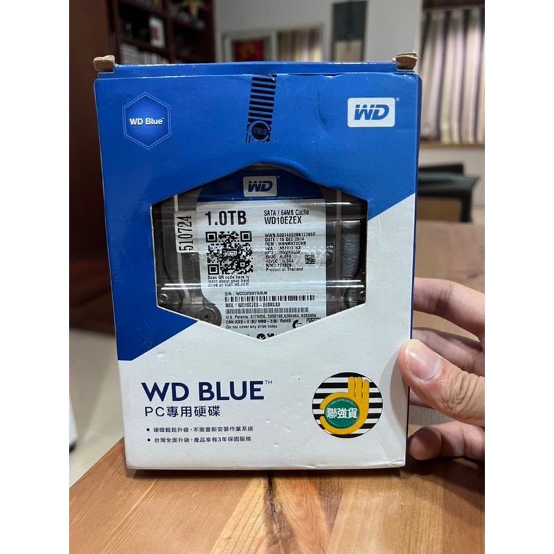 WD BLUE 藍標 PC專用硬碟 1TB SATA （送硬碟盒）6Gb/s 內接式3.5吋硬碟
