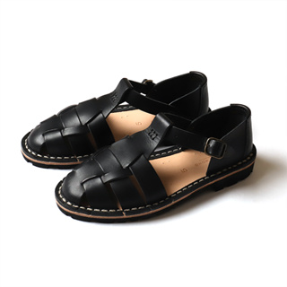 西班牙STEVE MONO復古植鞣編織手工柔軟牛皮休閒涼鞋黑色