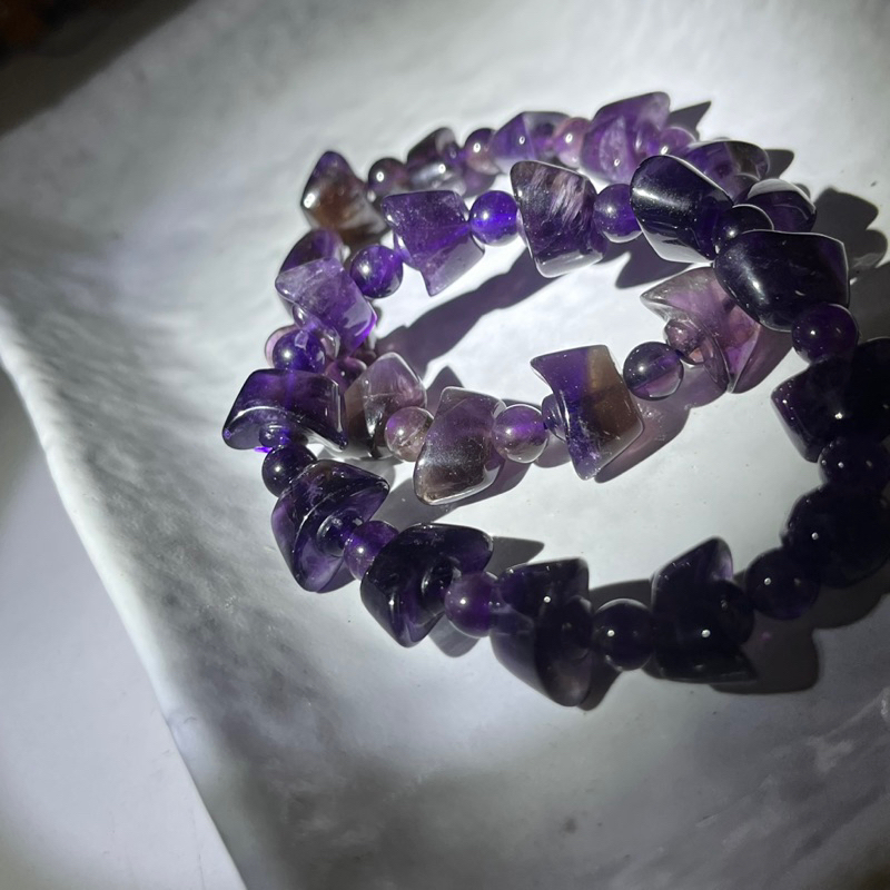 紫水晶 手珠 手串 烏拉圭紫水晶 元寶手串 深體紫黃晶