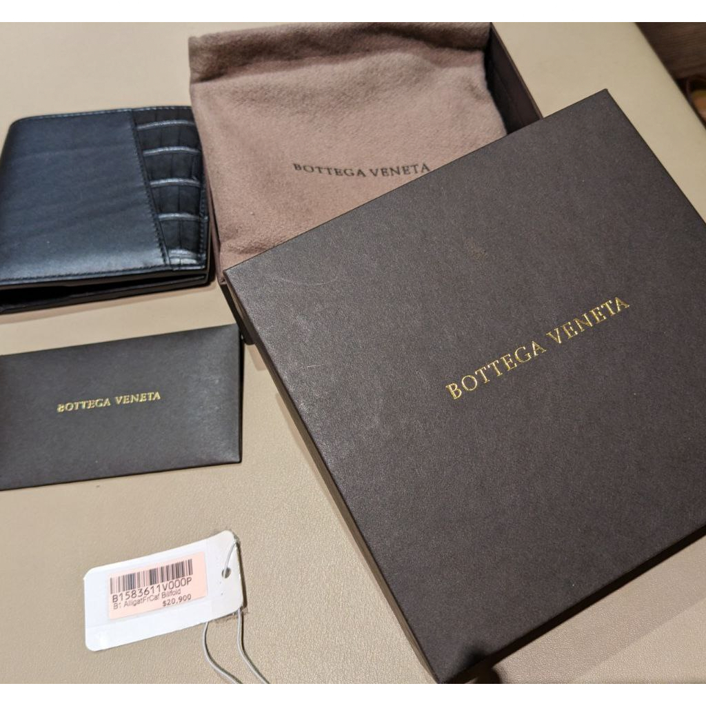 [全新/保證正品] BOTTEGA VENETA BV 鱷魚皮/牛皮 短夾 可放六張卡片 有鈔票夾 僅拿出拍照 未使用
