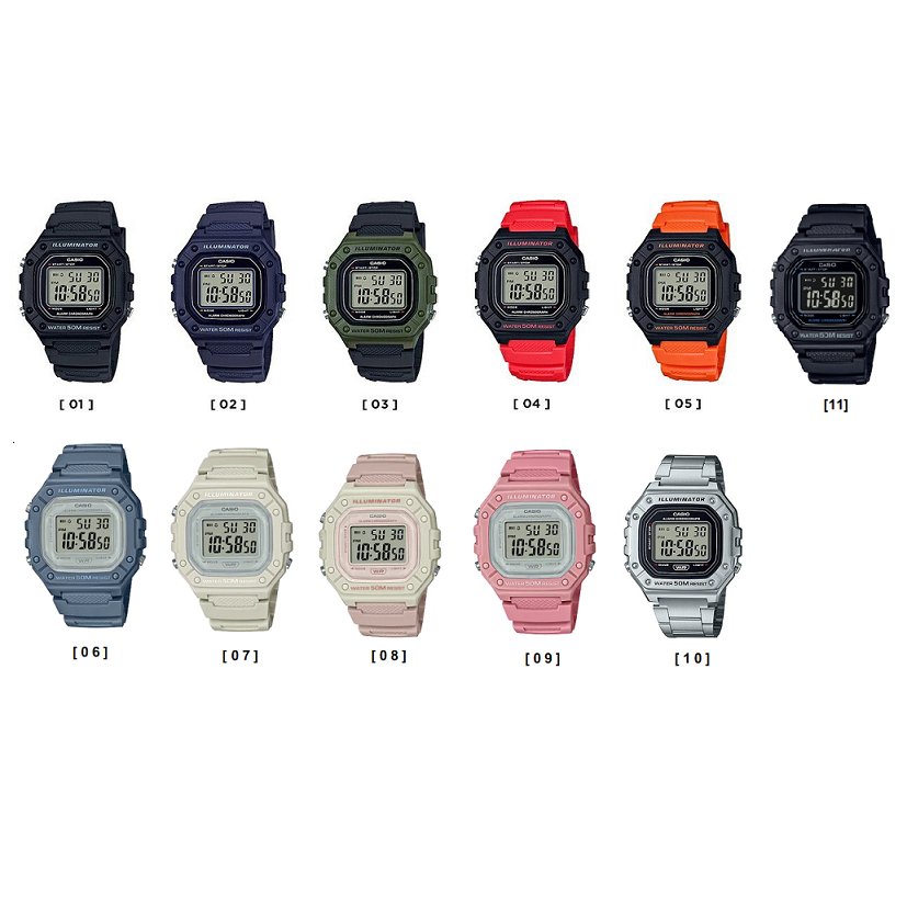 [幸福時刻]CASIO推出W-218H系列，腕錶男女經典外觀為復古的方型錶殼設計W-218H-1A W-218H-2A