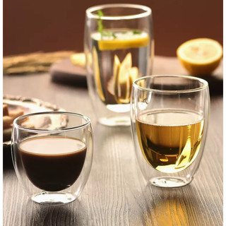 現貨|| 蛋形雙層玻璃杯 耐熱玻璃杯 咖啡玻璃杯 雙層玻璃杯 玻璃水杯 咖啡杯
