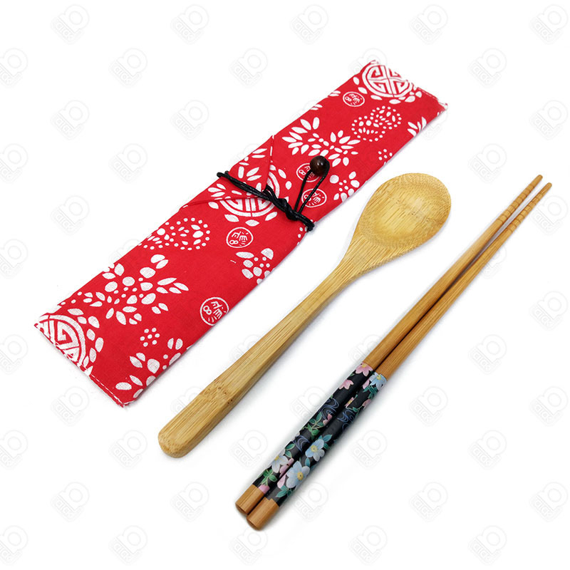 木之尊好運花布套餐具組 帆布方筷組  筷子 湯匙 隨身餐具 台灣製造  餐具組 原木筷子 環保筷子