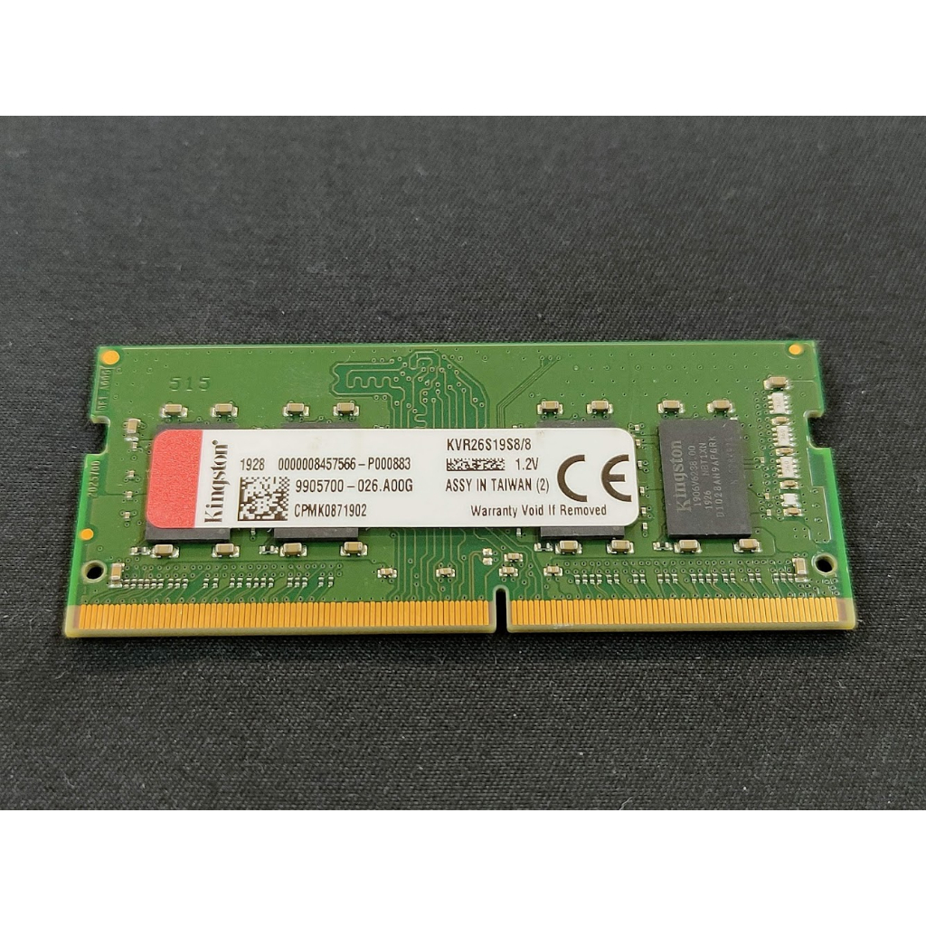 終身保固 金士頓 Kingston DDR4 8G 8GB 2666 KVR26S19S8/8 筆電 記憶體