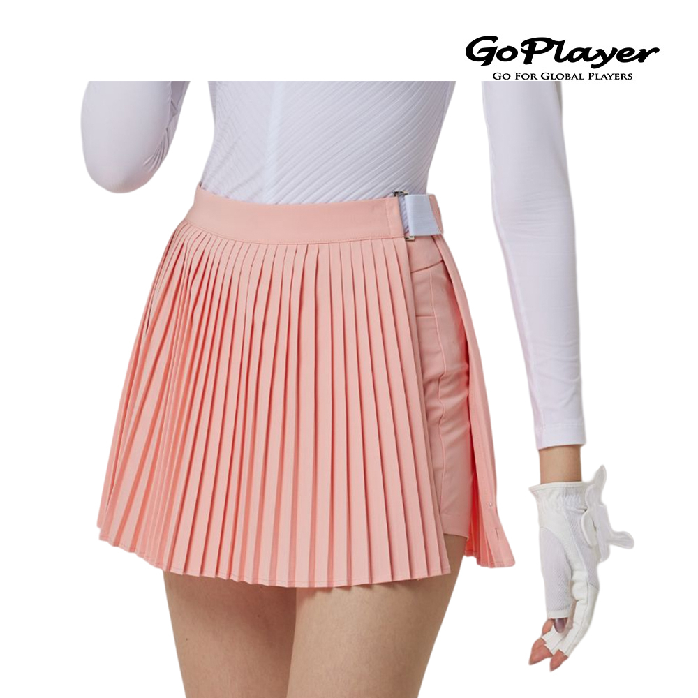 【GoPlayer】女高爾夫兩用短裙褲-粉.藏青 (高爾夫兩用短裙 短褲 百褶裙 可拆式)