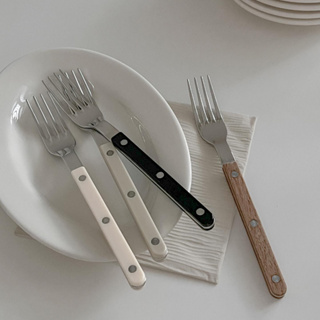 韓國代購 Sabre Paris 法國製 鈕扣木柄餐具 餐叉 叉子 湯匙 餐刀 點心叉 點心匙