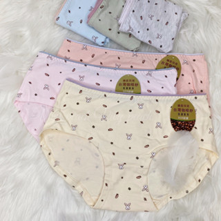 ❤️Vivy peach❤️中低腰 M L XL 咖啡紗材質 除臭 紫外線防護 親膚 三角褲 透氣 兔子 可愛 圖案