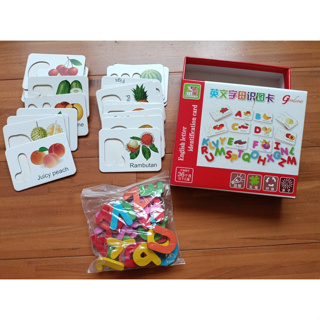 英文字母識圖卡 幼兒英語學習 兒童益智早教玩具 26個英文字母識圖卡 字母拼圖 認知學習玩具 二手 配件齊全 含盒