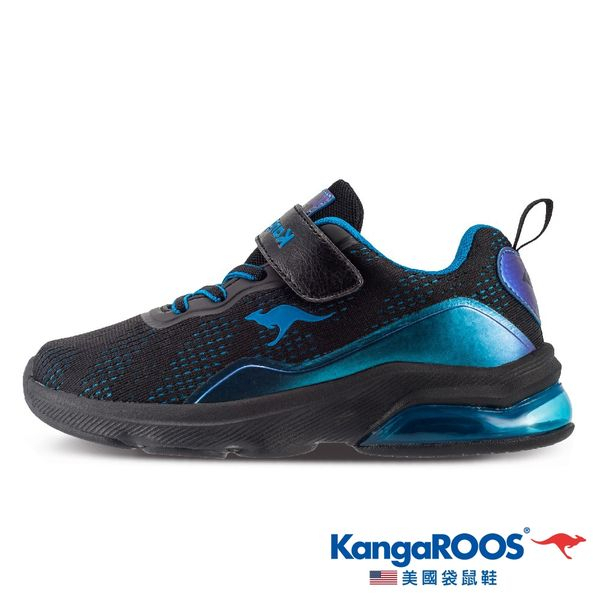 KangaROOS 美國袋鼠鞋 童鞋 RUN SWIFT 輕量透氣 緩震氣墊 運動鞋KK11890-黑