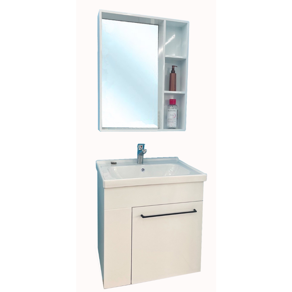 【三件式組合】超值衛浴,60公分PVC浴櫃、龍頭、鏡櫃