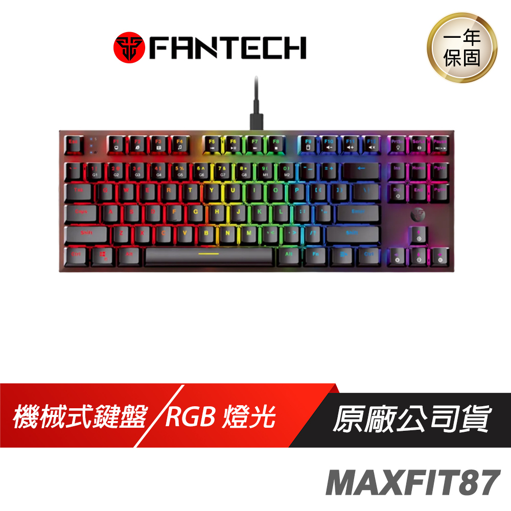 FANTECH MAXFIT87 RGB混彩80%機械式鍵盤(MK856) 機械式鍵盤/青軸/RGB鍵盤/多媒體控制按鍵