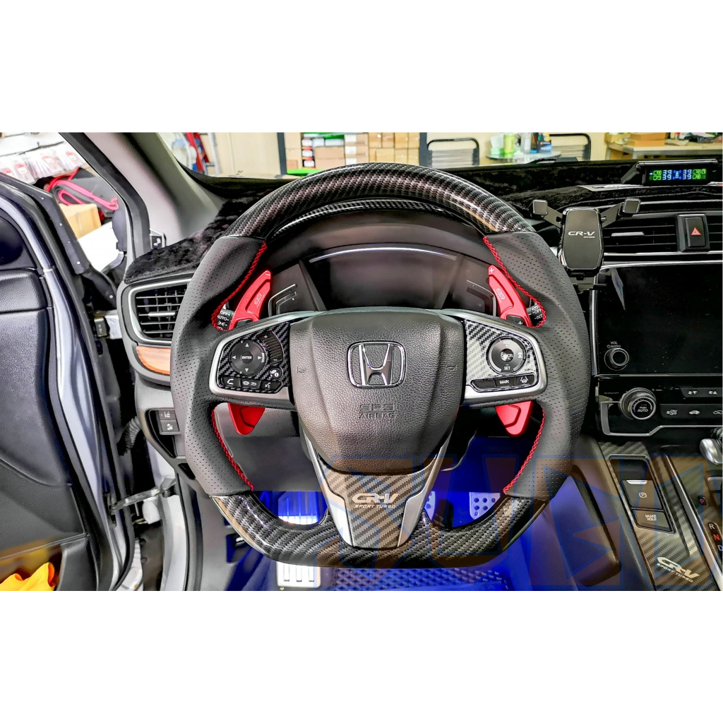 苗苗屋汽車精品 本田 HONDA CRV5/5.5代 專用水轉印卡夢款 變形蟲方向盤