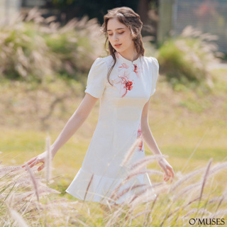 【OMUSES】改良式印花旗袍洋裝Y17-7095