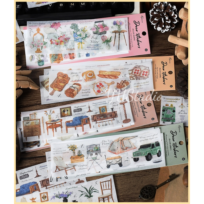 【𝐘𝐔𝐒𝐭𝐮𝐝𝐢𝐨🛒】和紙『賞心樂事系列』復古素材手帳貼紙 家居裝飾 兒童學生 文具拼貼 烘培植物 唯美質感露營好物