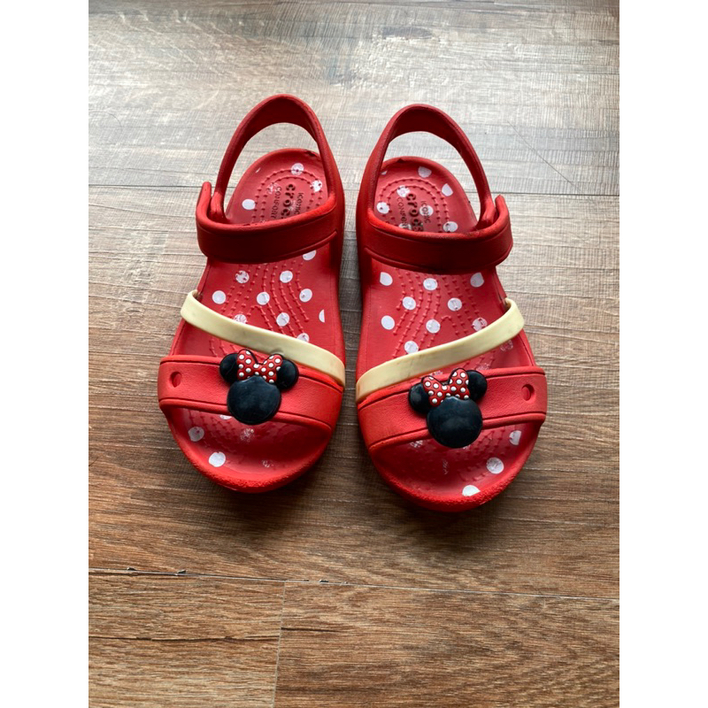 二手-Crocs 迪士尼聯名米妮 紅色 女童涼鞋 C9號約16.5 女童鞋 童鞋 涼鞋