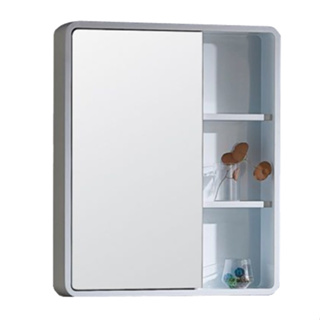 【KARNS】卡尼斯PVC發泡板單門鏡櫃65CM、緩衝門板、收納、浴室鏡子