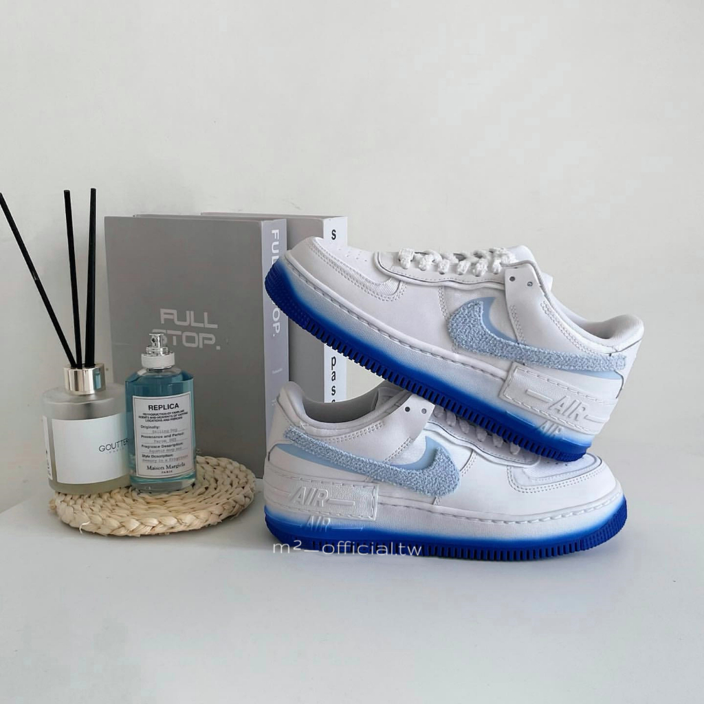 m²- Nike Wmns Shadow Air Force 1 白藍 雪尼爾 漸層雲朵 休閒鞋 FJ4567-100