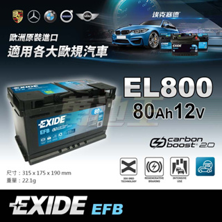 【萬池王】EXIDE 美國埃克賽德-EFB-EL800 汽車電池