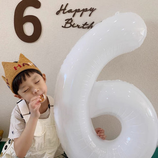 S•COOL♡台灣現貨♡數字氣球 白色數字氣球 生日氣球 野餐佈置 生日派對氣球
