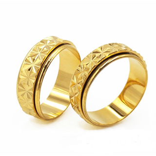 金戒指6~10號 米字星光 可轉動 情侶戒子 沙金對戒 鍍24K金色 金飾仿金 艾豆『H4322』