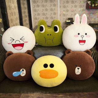 line friends熊大抱枕娃娃 兔兔玩偶布朗熊抱枕 送朋友生日禮物 聖誕節交換禮物公仔娃娃.莎莉雞汽車靠背椅子靠墊