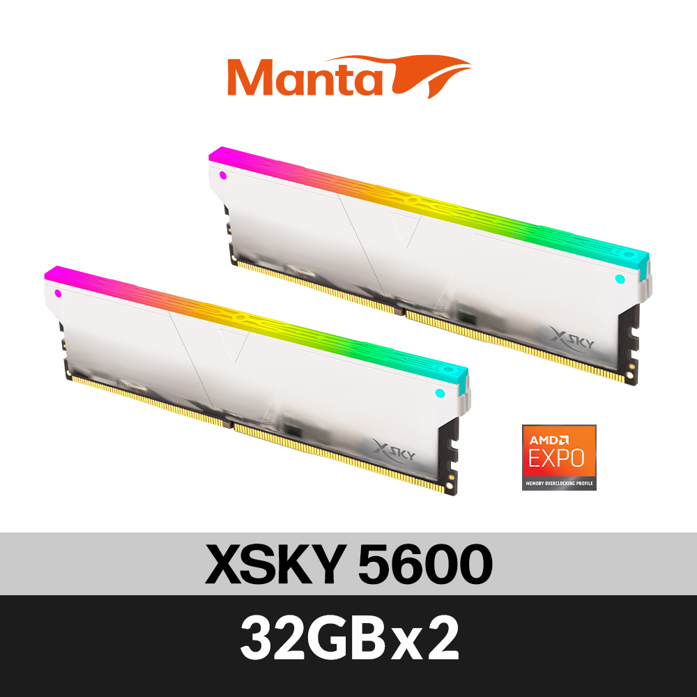 v-color全何 XSky系列 海力士顆粒 DDR5 5600 64G(32GX2) 桌上型超頻記憶體(AMD專用)銀