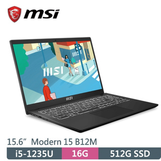 MSI微星 Modern 15 B12M-435TW 黑(i5-1235U/16G/512G PCIE/W11/15.6