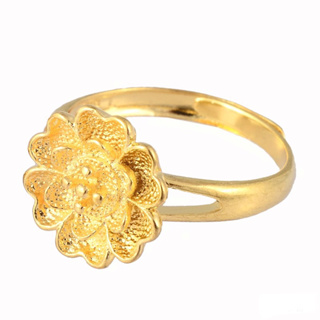 開口戒指 可調 心花朵朵開 黃金戒指 防退色 鍍24K金色 仿金 艾豆『H3569』