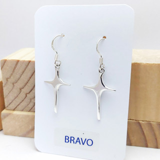 BRAVO S925純銀 現貨 十字架 光芒 925純銀耳環 耳勾 飾品 人氣推薦 熱銷 禮物 年中慶【0041】