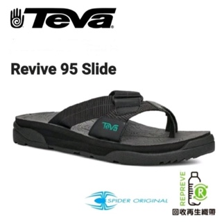 TEVA男Revive 95 Slide 寬版織帶中厚底夾腳拖鞋 戶外拖鞋 (黑色TV1124052BLK)