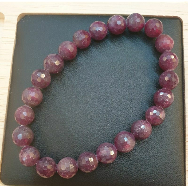 《阿紫水晶》天然緬甸紅寶石鑽切型手珠